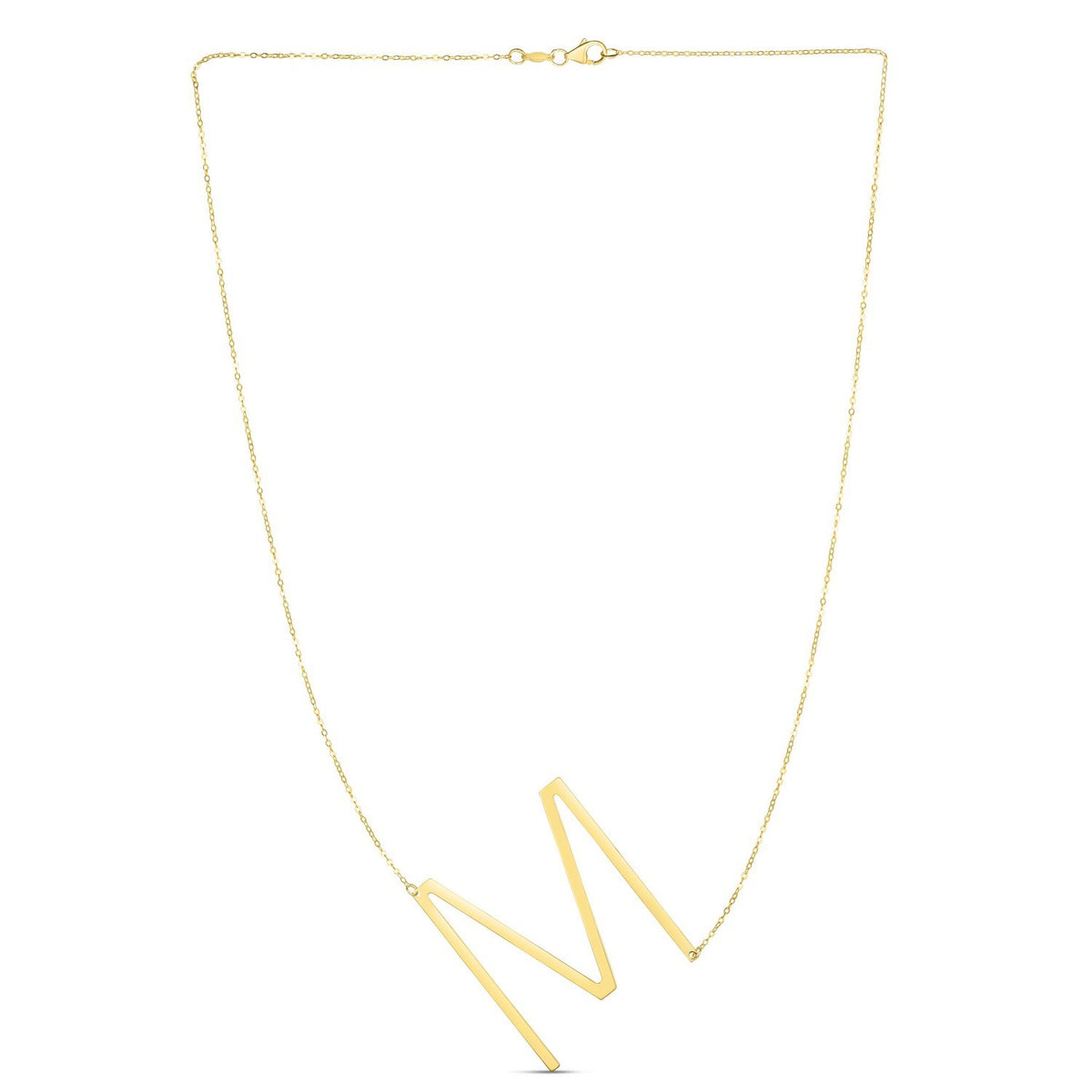 14K Yellow Gold Yours Truly Large Initial M Necklace, view 2