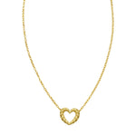14K Yellow Gold Braided Open Heart Necklace