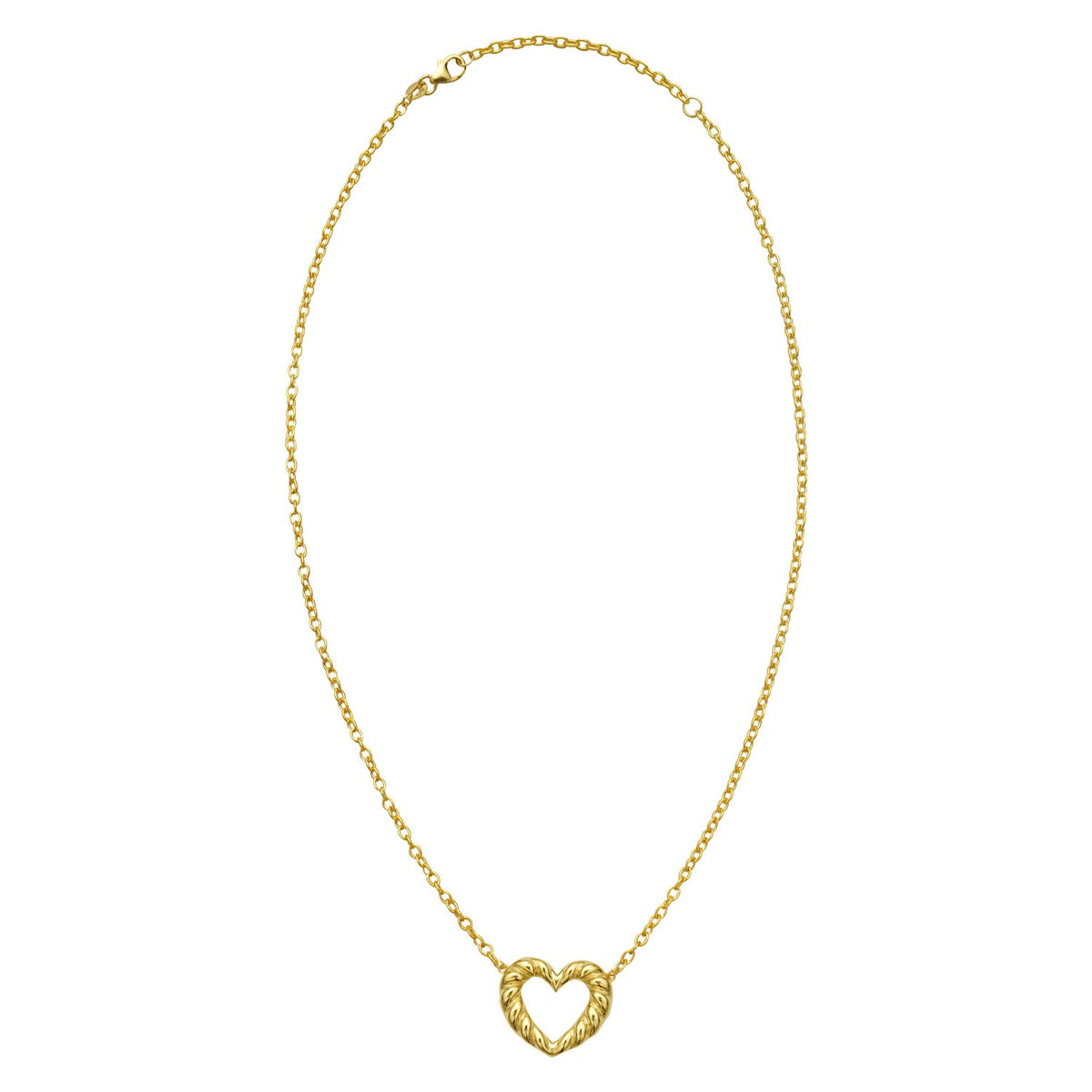 14K Yellow Gold Braided Open Heart Necklace, view 2