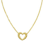 14K Yellow Gold Braided Open Heart Necklace, view 3