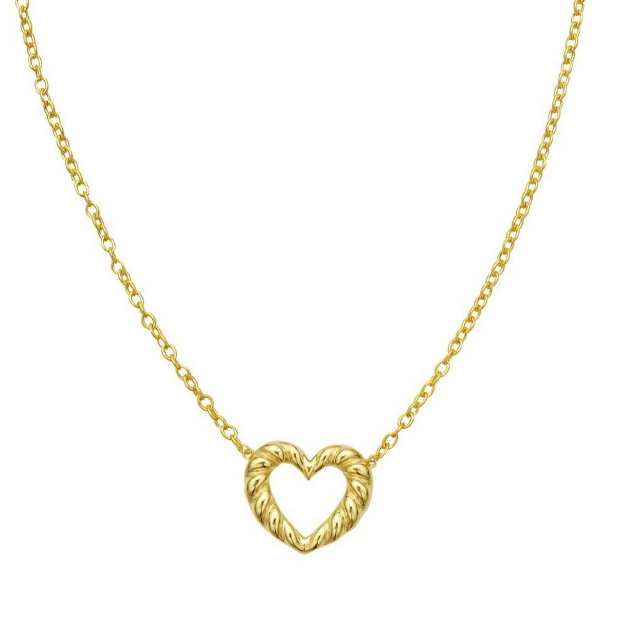 14K Yellow Gold Braided Open Heart Necklace, view 3