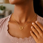 14K Yellow Gold Braided Open Heart Necklace, view 5