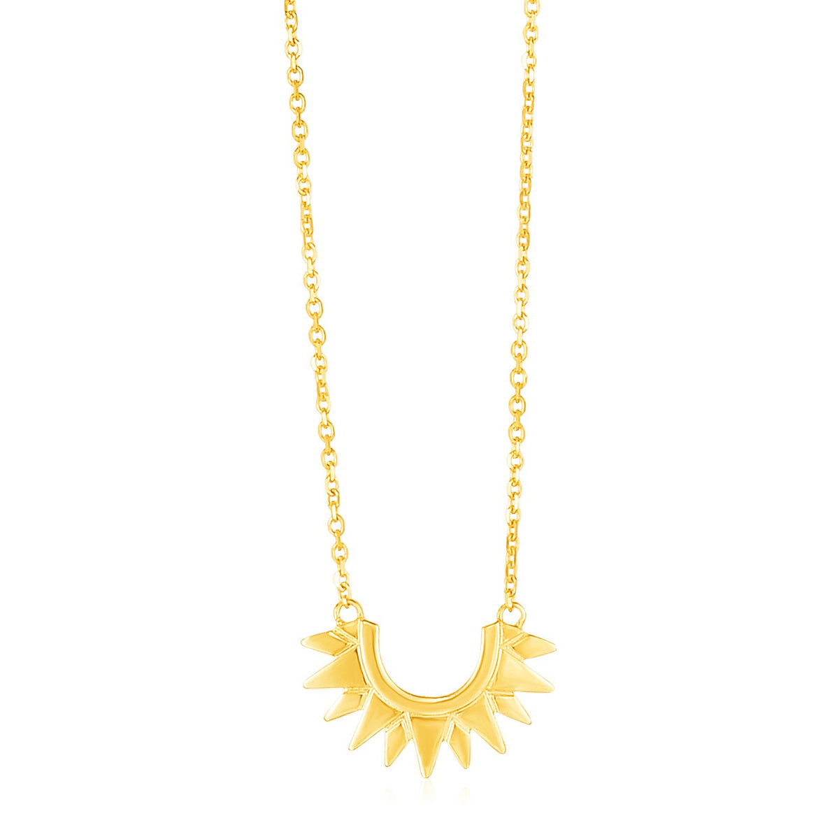 14K Yellow Gold Polished Sunburst Necklace