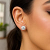 Sterling Silver Round CZ Stud Earrings(8mm)