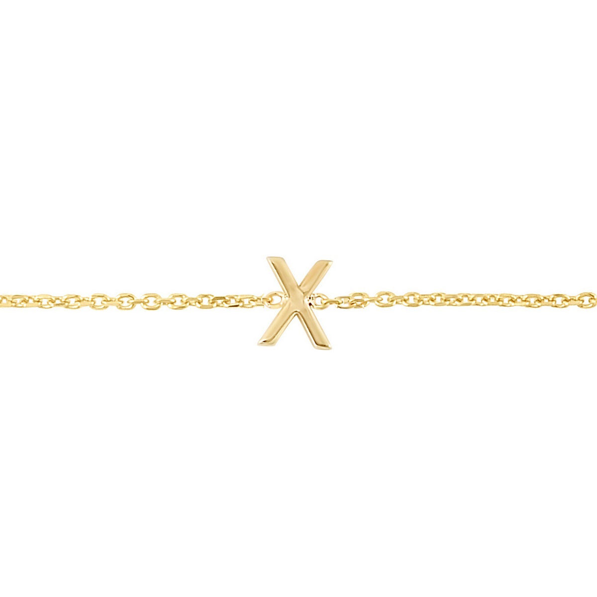 14K Yellow Gold Mini Initial X Bracelet, view 3