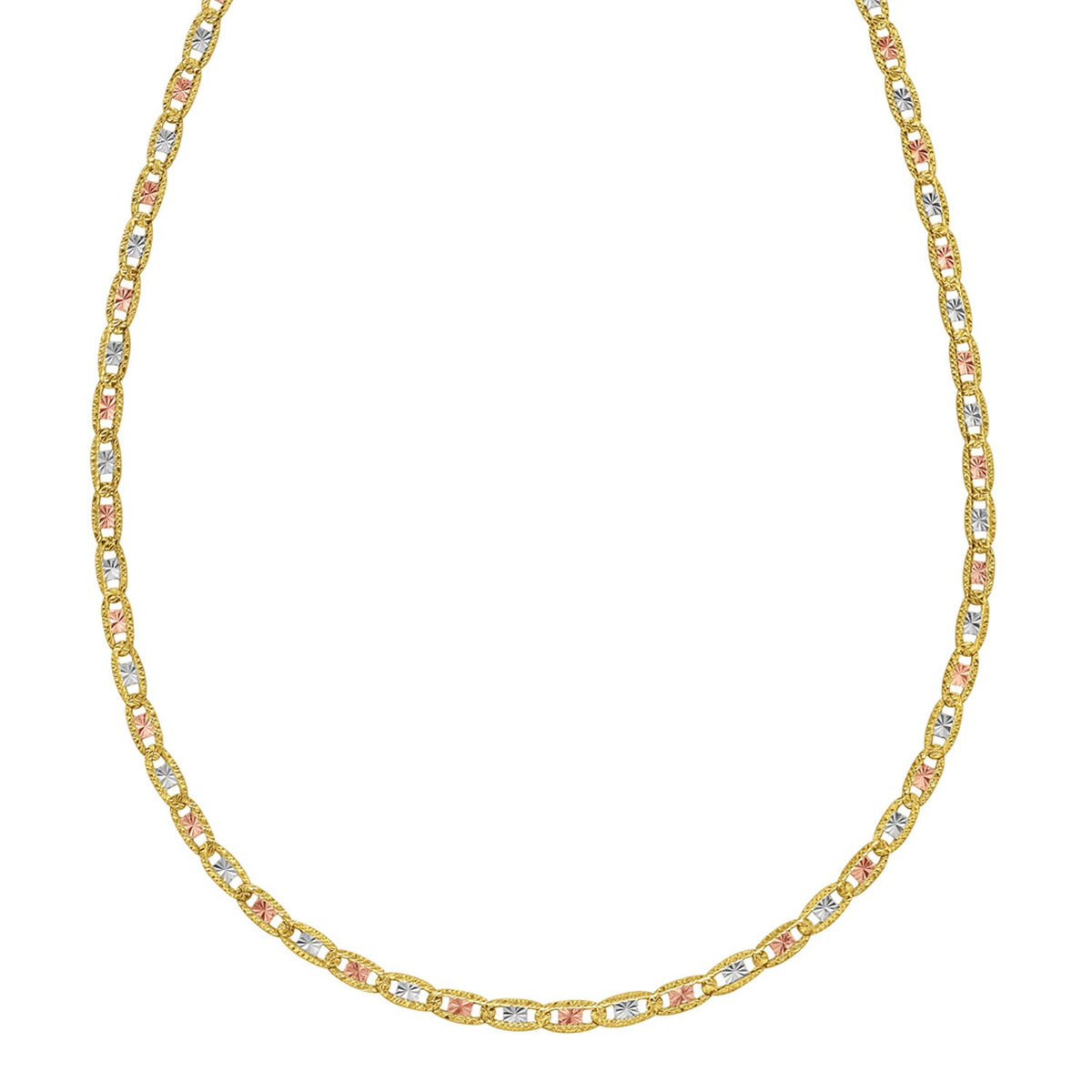 14K Tri Color Gold Pave Valentino Chain (3.00 mm), view 2