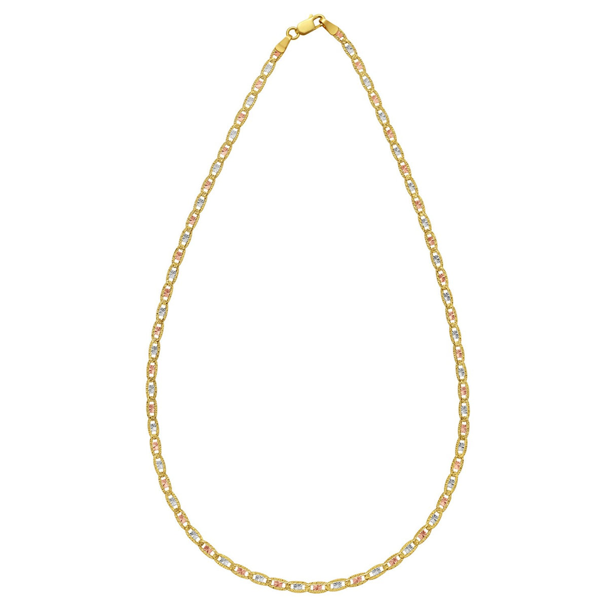 14K Tri Color Gold Pave Valentino Chain (3.00 mm), view 3