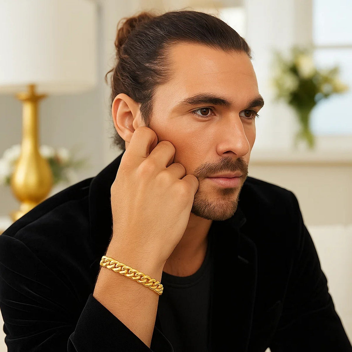 10K Yellow Gold Semi Solid Miami Cuban Bracelet (9.10 mm), view 3