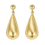Sterling Silver Yellow Gold Plated Puffed Teardrop Dangle Earrings, view 2