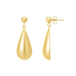 Sterling Silver Yellow Gold Plated Puffed Teardrop Dangle Earrings, view 3