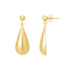 Sterling Silver Yellow Gold Plated Puffed Teardrop Dangle Earrings, view 3