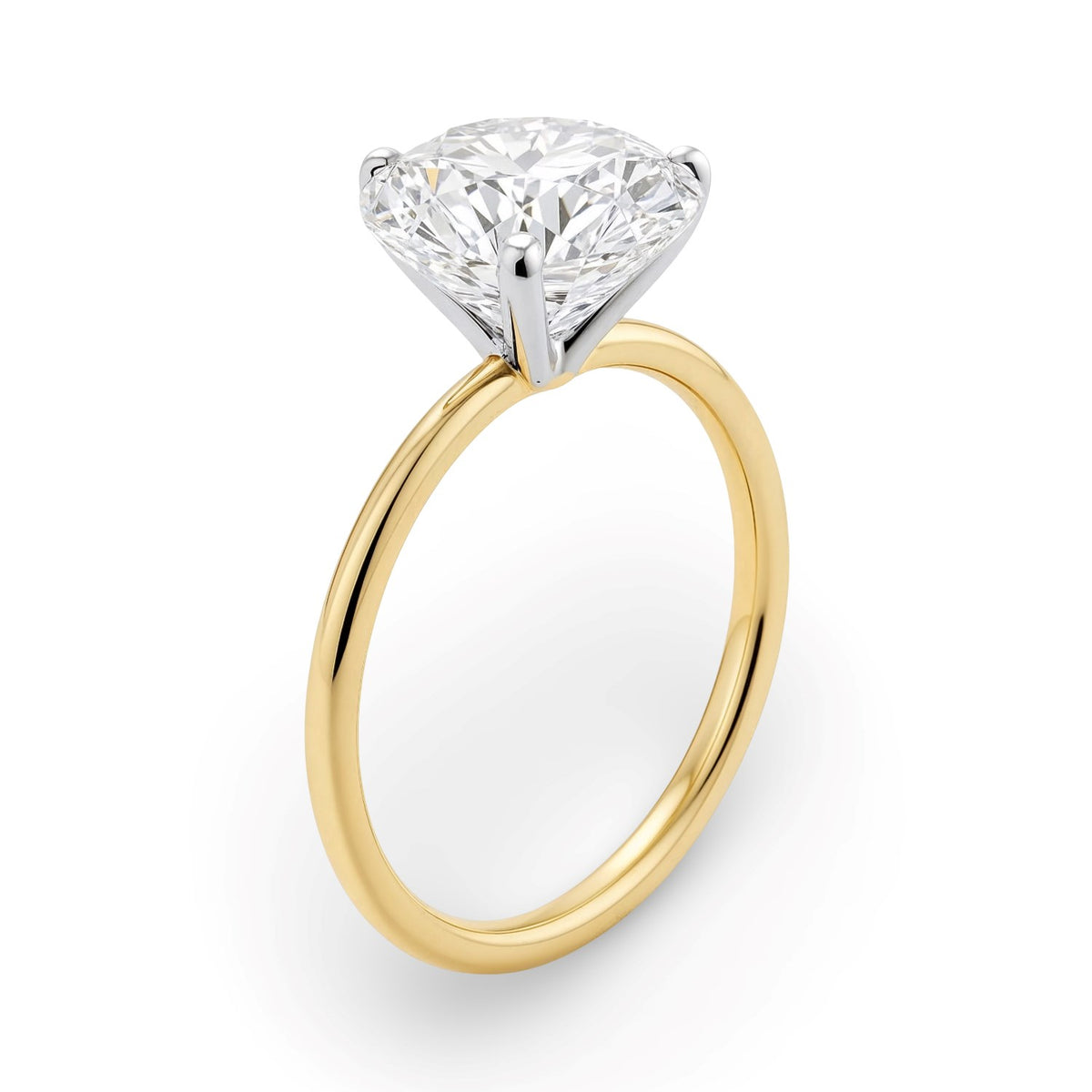2 Carat Round Lab Grown IGI G/VS1 Diamond Solitaire Ring in 14K Yellow Gold, view 2