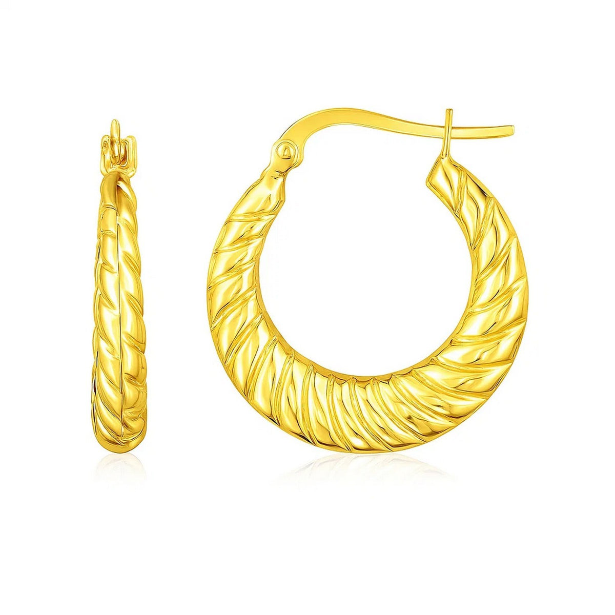 14K Yellow Gold Polished Twisted Cable Graduated Hoops