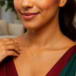 14K Yellow Gold Mini Diamond Y Initial Pendant Necklace, view 4