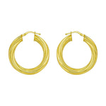 14K Yellow Gold Full Twist Medium Hoop Earrings, view 2
