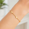 14K Yellow Gold Heart Station Bead Bracelet, view 3