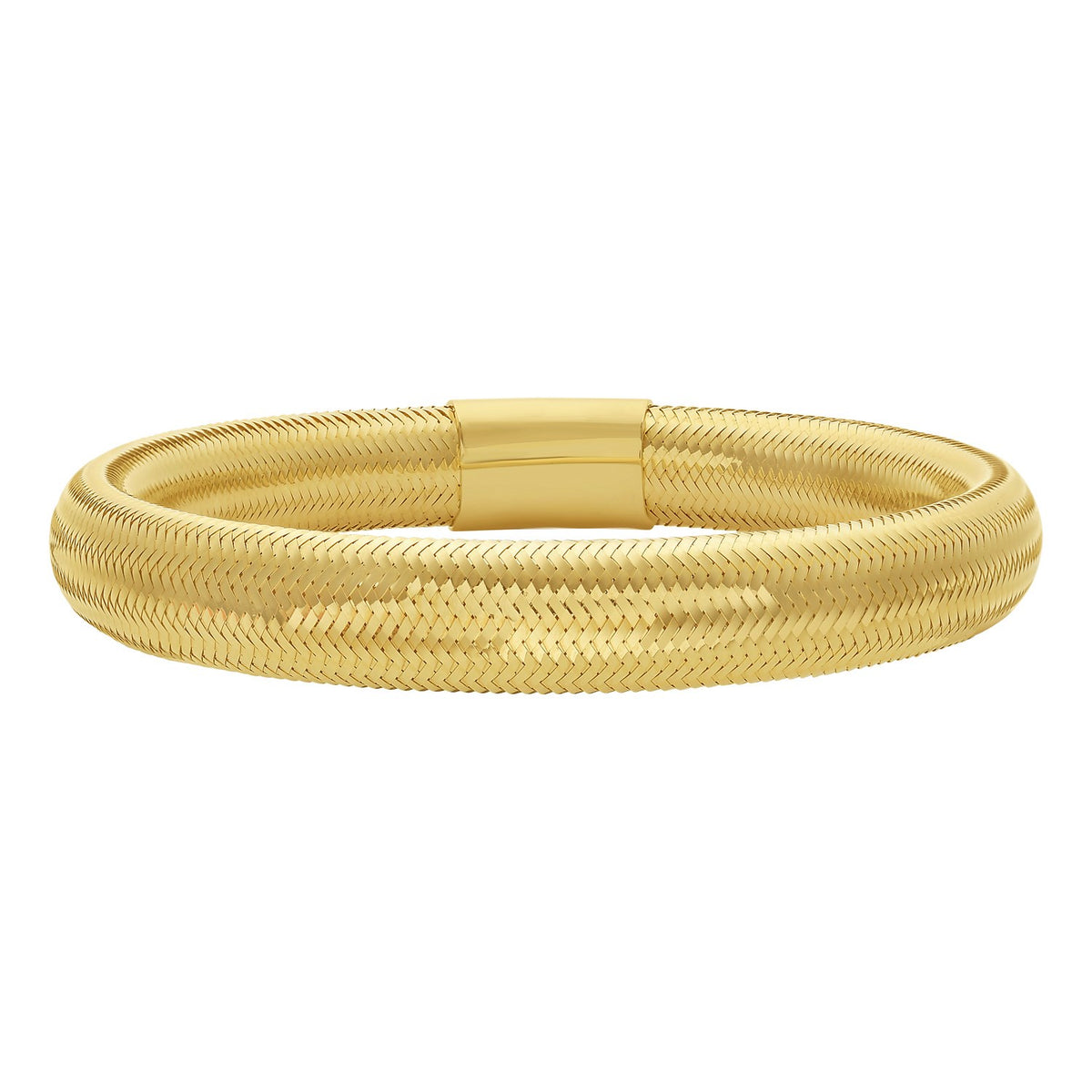 14K Yellow Gold Large Stretch Mesh Bracelet (8.80 mm), view 2