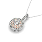 14K White And Rose Gold Cushion Shape Halo Diamond Pendant (1/2 cttw), view 2