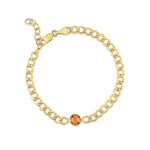 14K Yellow Gold Citrine Curb Chain Bracelet (3.60 mm), view 2