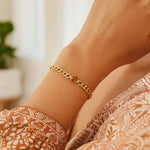 14K Yellow Gold Citrine Curb Chain Bracelet (3.60 mm), view 3