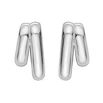 Sterling Silver Double Row Big and Small Hoop Earrings, view 2