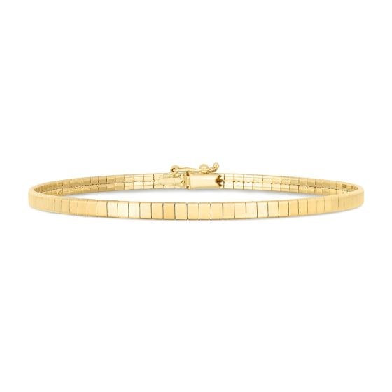 14K Yellow Gold Brick Omega Bracelet (3.20 mm), view 2