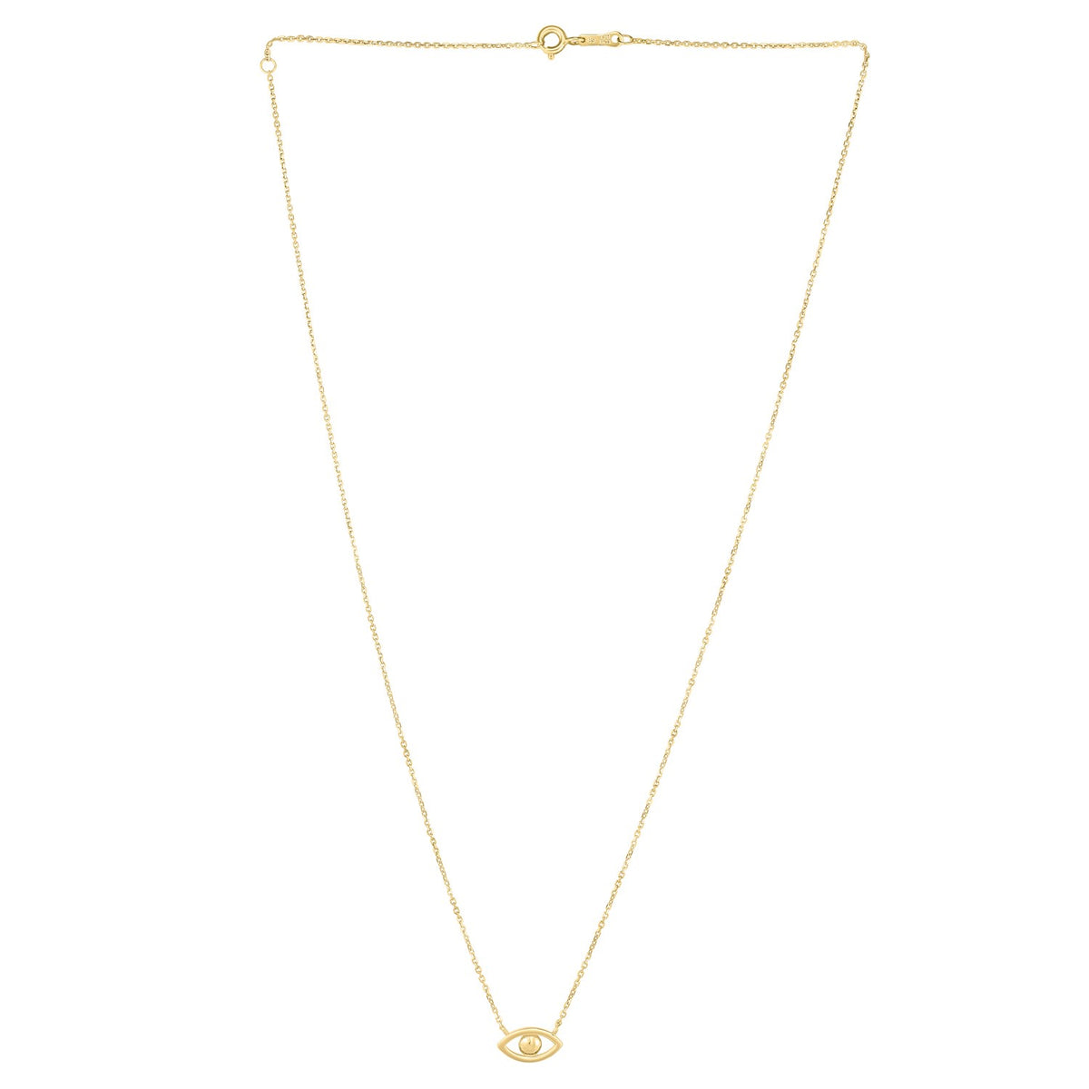 14K Yellow Gold Pearl Evil Eye Necklace, view 2