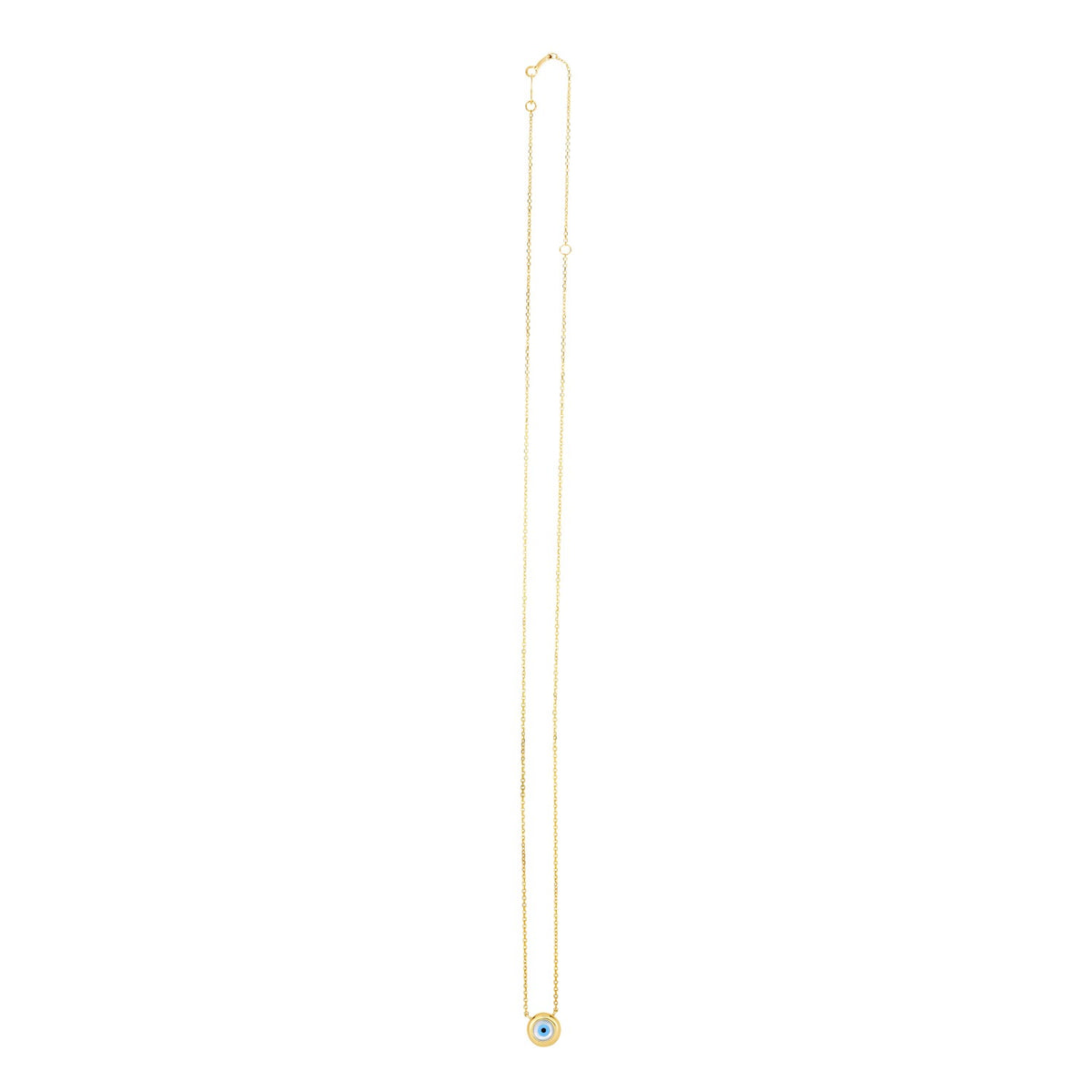 14K Yellow Gold Pearl Evil Eye Necklace, view 3
