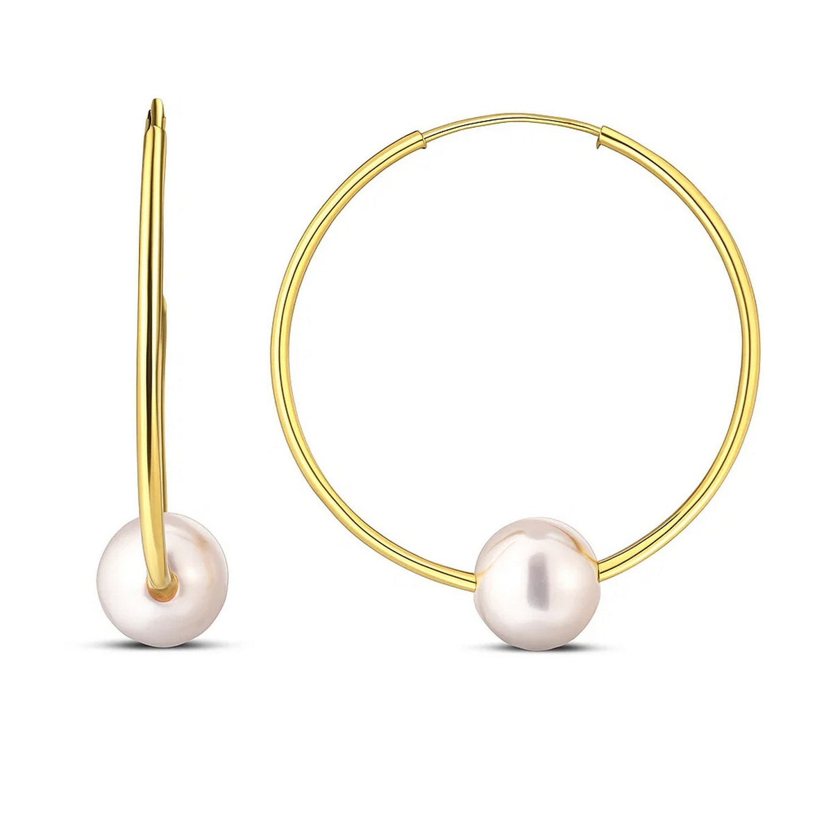 14K Yellow Gold Round Endless Pearl Earring (1x25.00 mm)