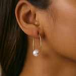 14K Yellow Gold Round Endless Pearl Earring (1x25.00 mm), view 6