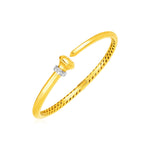 14K Yellow Gold Hinged Bangle Bracelet with Diamonds (3.40 mm)