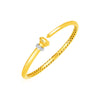 14K Yellow Gold Hinged Bangle Bracelet with Diamonds (3.40 mm)