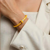 14K Yellow Gold Hinged Bangle Bracelet with Diamonds (3.40 mm), view 2