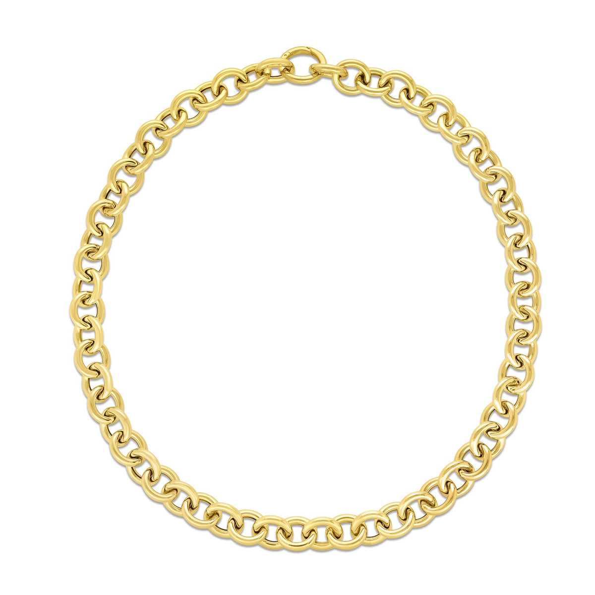 14K Yellow Gold Round Link Chain Necklace, view 2