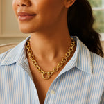14K Yellow Gold Round Link Chain Necklace, view 5
