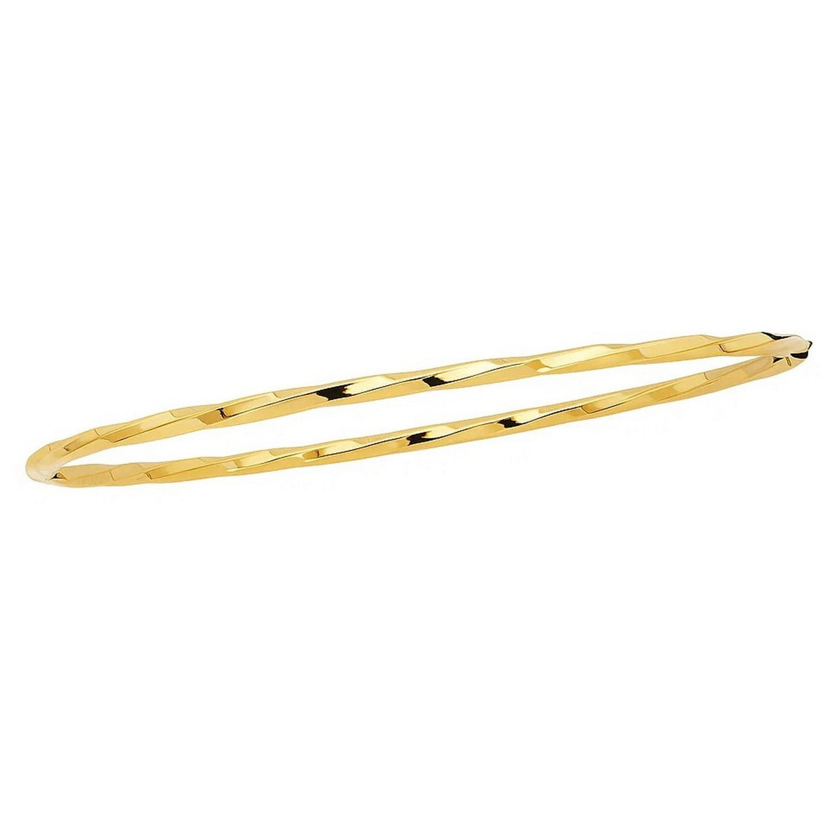 14K Yellow Gold Thin Twisted Shiny Bangle (2.50 mm), view 2