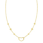14K Yellow Gold Open Heart Station Necklace