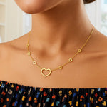 14K Yellow Gold Open Heart Station Necklace, view 6