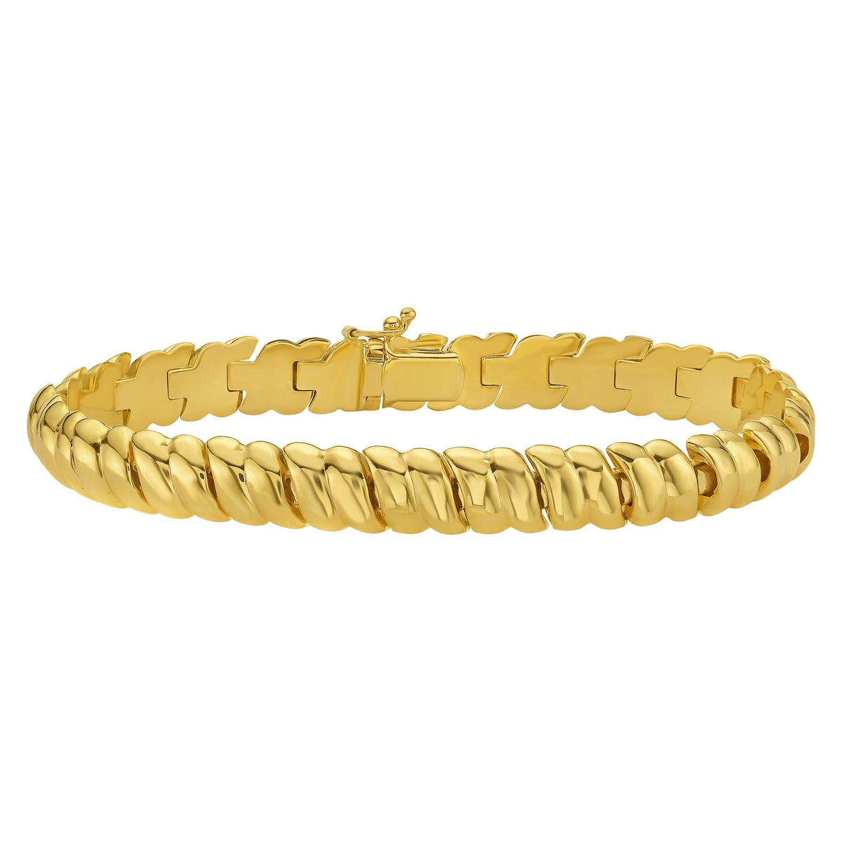 14K Yellow Gold Scalloped Bangle (8.00 mm), view 2