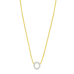 14K Yellow Gold Mini Diamond O Initial Pendant Necklace