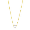 14K Yellow Gold Mini Diamond O Initial Pendant Necklace