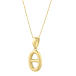 Polished Puff Mariner Link Necklace in 14K Yellow Gold, view 2