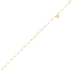 14K Yellow Gold Dangle Heart and Bead Station Anklet