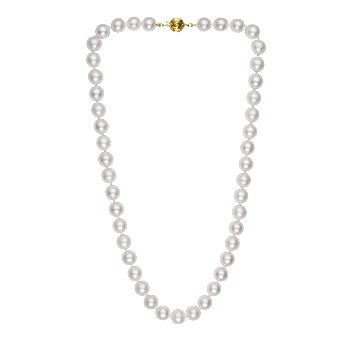 Pearl Necklace with Ball Clasp in 14K Yellow Gold, view 2