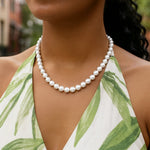 Pearl Necklace with Ball Clasp in 14K Yellow Gold, view 4