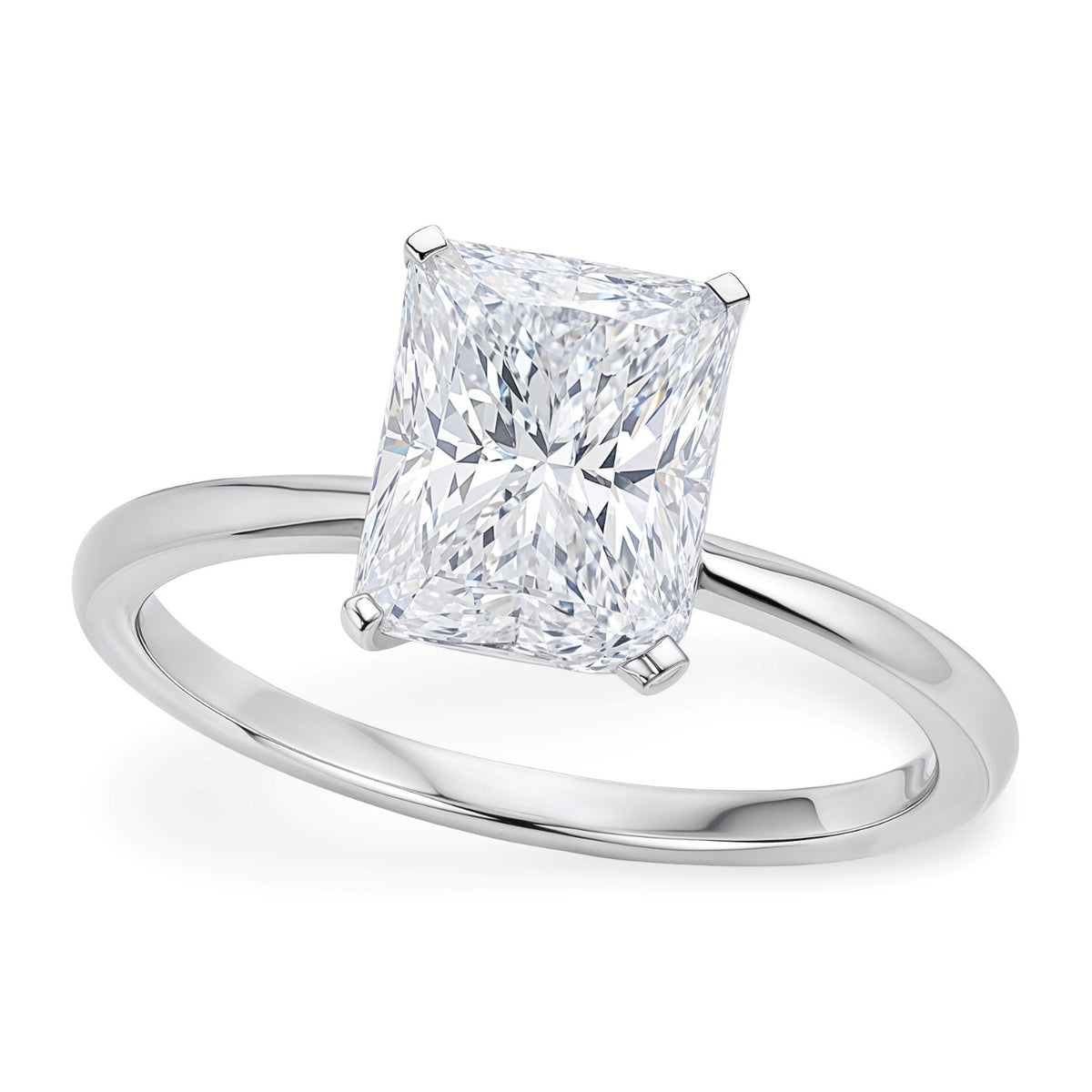 3 Carat Radiant Lab Grown IGI G/VS1 Diamond Solitaire Ring in 14K White Gold
