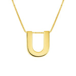 14K Yellow Gold Yours Truly Block Letter Initial U Necklace, view 2