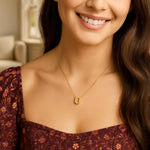 14K Yellow Gold Yours Truly Block Letter Initial U Necklace, view 3