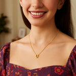 14K Yellow Gold Yours Truly Block Letter Initial U Necklace, view 4