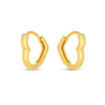 14K Yellow Gold Heart Huggie Hoops, view 2